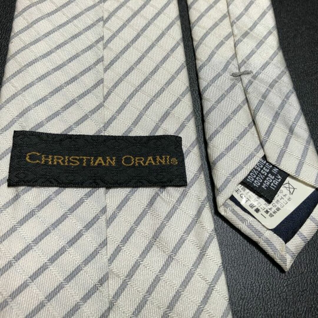 青山(アオヤマ)のクリスチャンオラーニ チェック ライトグレー ネクタイ B104-I17 メンズのファッション小物(ネクタイ)の商品写真