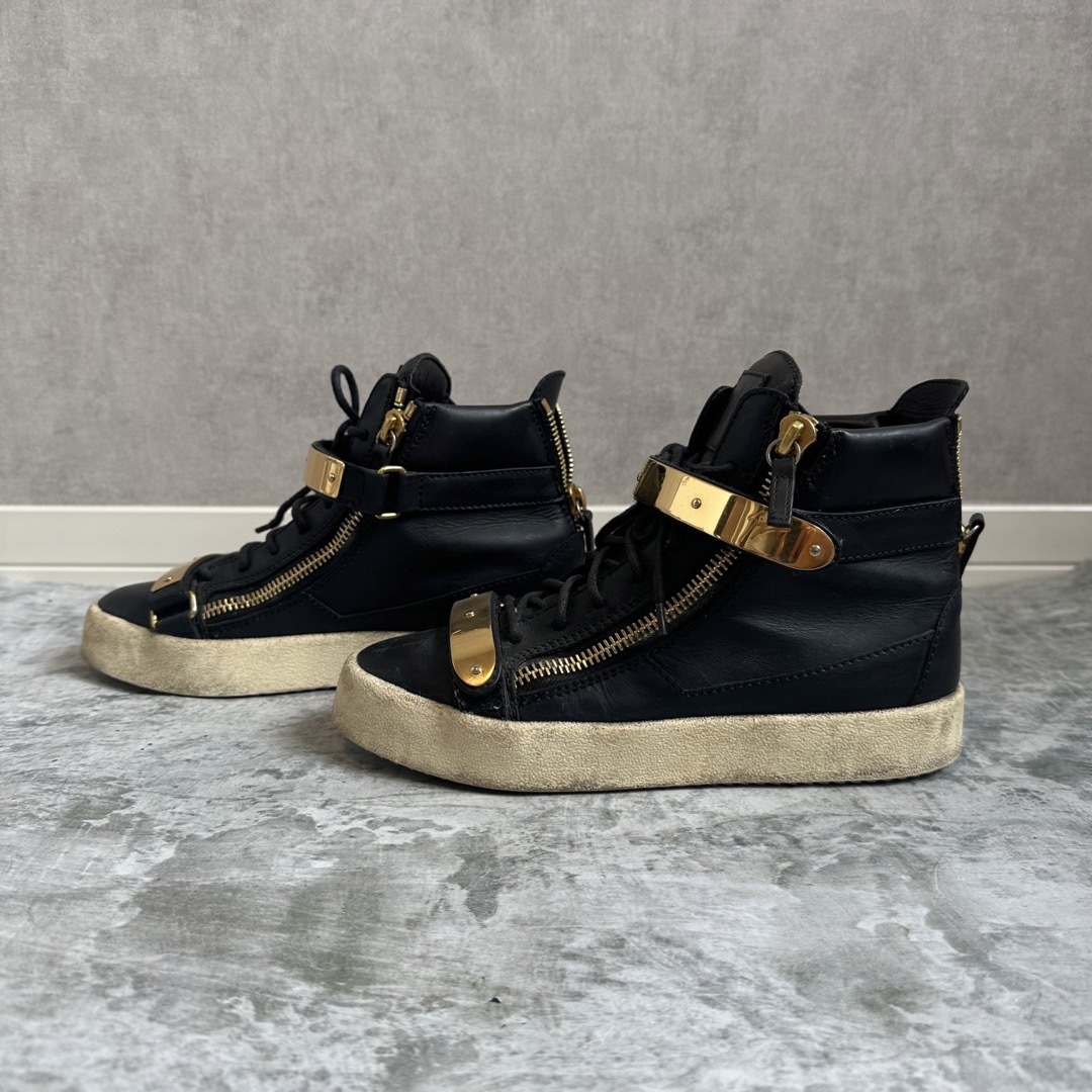 GIUSEPPE ZANOTTI プレート レザー ハイカットスニーカー 39