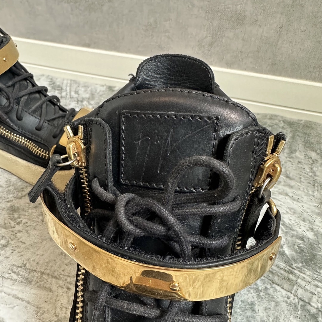 GIUSEPPE ZANOTTI プレート レザー ハイカットスニーカー 39