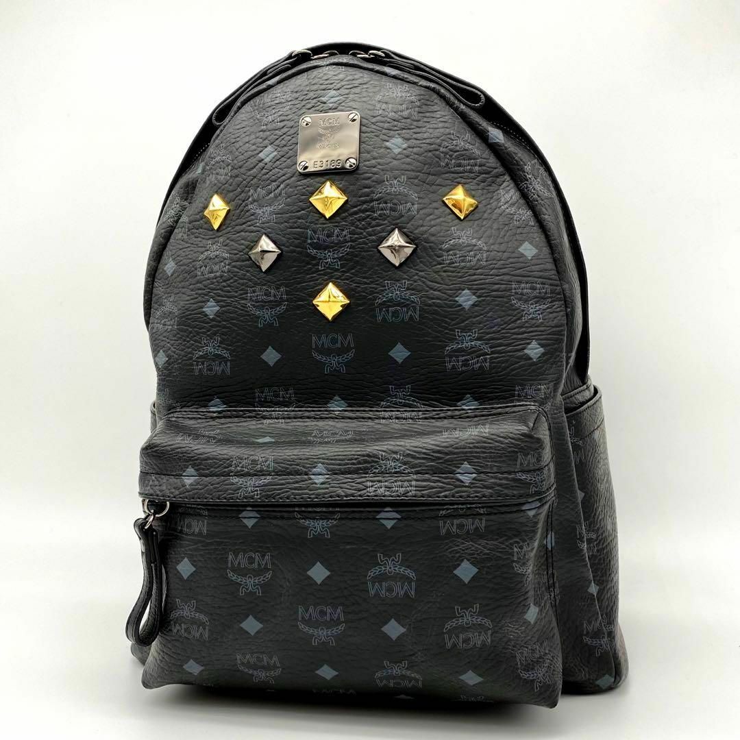 【極美品】MCM バックパック リュック　スタッズ　レザー　本革　ブラック