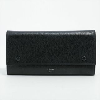 セリーヌ(celine)の美品 CELINE セリーヌ 長財布 レザー 革 ブラック×イエロー 箱 保存袋(財布)