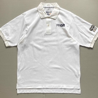 プロギア(PRGR)のプロギア メンズ 半袖ポロシャツ M ゴルフ ドライシャツ 白 美品 吸汗速乾(ウエア)