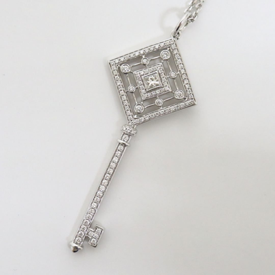 【Jewelry】K18WG キー ロング ネックレス 鍵 ホワイトゴールド D.0.58ct 9.4g/br2400kt