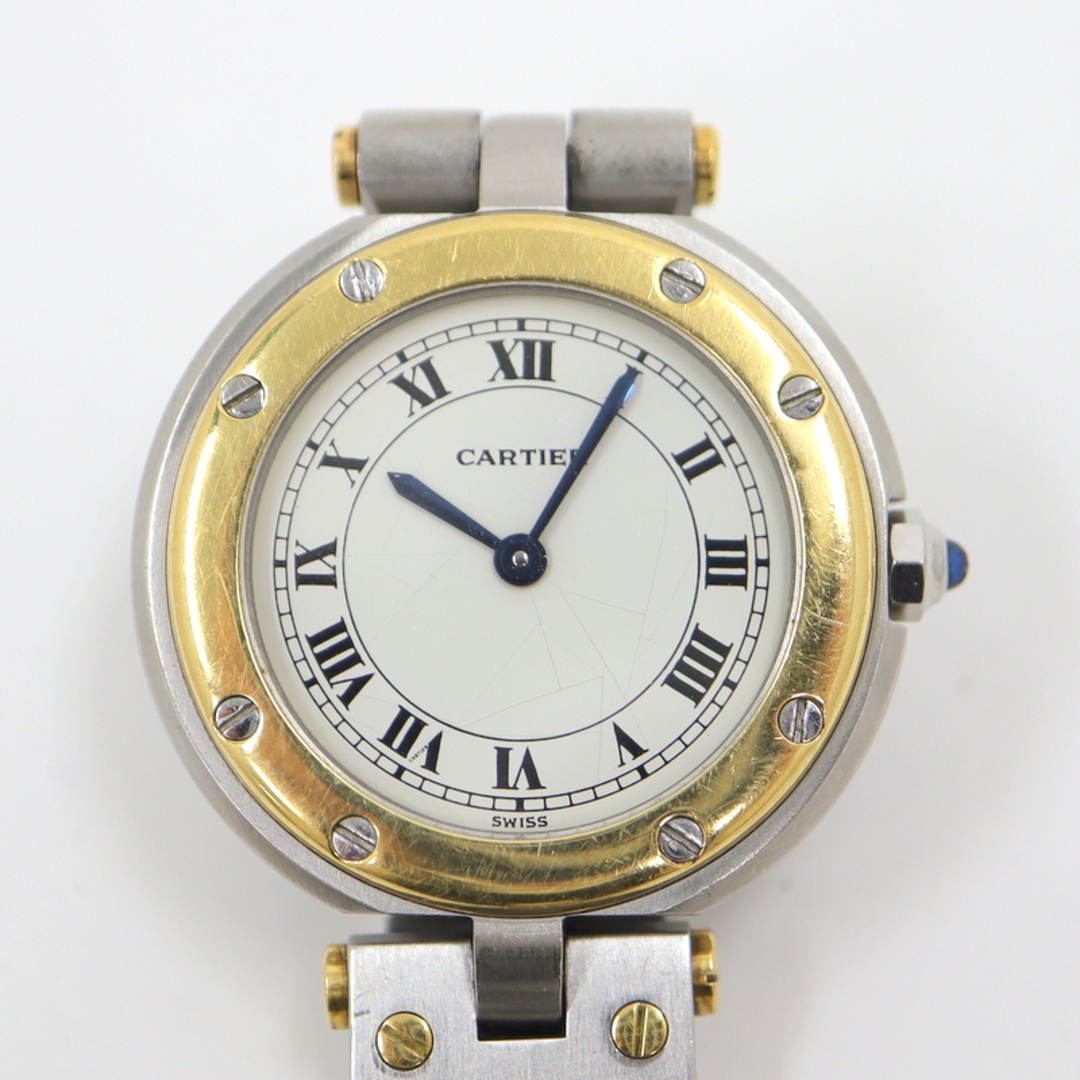 【Cartier】カルティエ サントス ラウンドSM 腕時計 レディース QZ SS×K18YG 白文字盤/kr05359ng