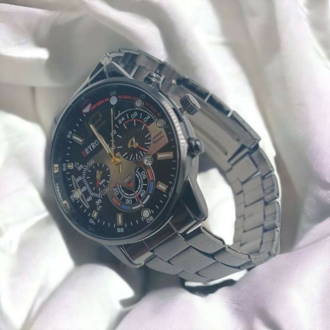 T404 新品 DEYROS クロノグラフ 腕時計メンズ ステンレス シルバー その他のその他(その他)の商品写真