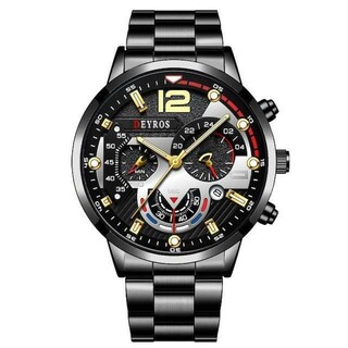 T404 新品 DEYROS クロノグラフ 腕時計メンズ ステンレス シルバー(その他)