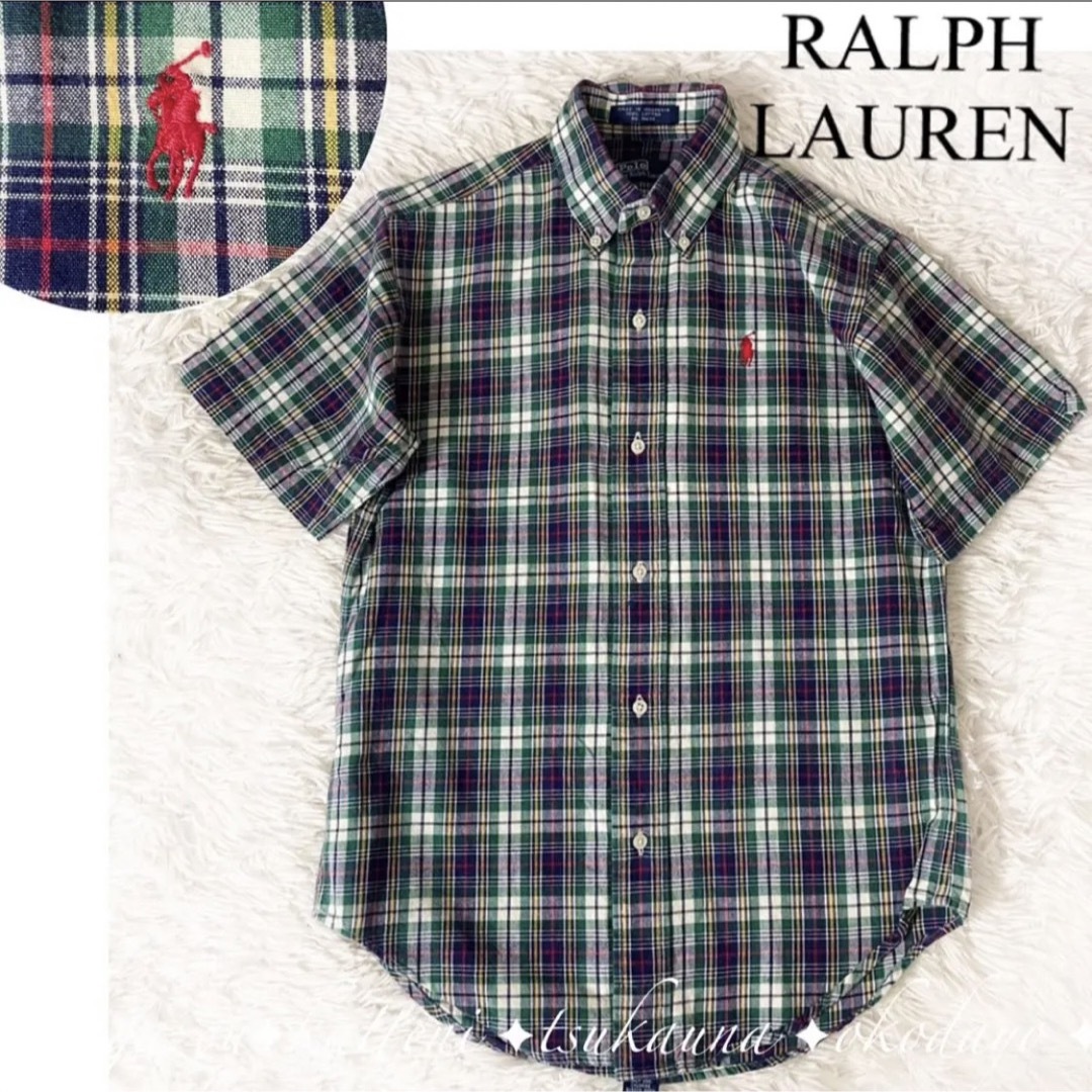 POLO RALPH LAUREN(ポロラルフローレン)のラルフローレン 半袖 シャツ ブラウス コットン チェック ワンポイント刺繍 レディースのトップス(シャツ/ブラウス(半袖/袖なし))の商品写真