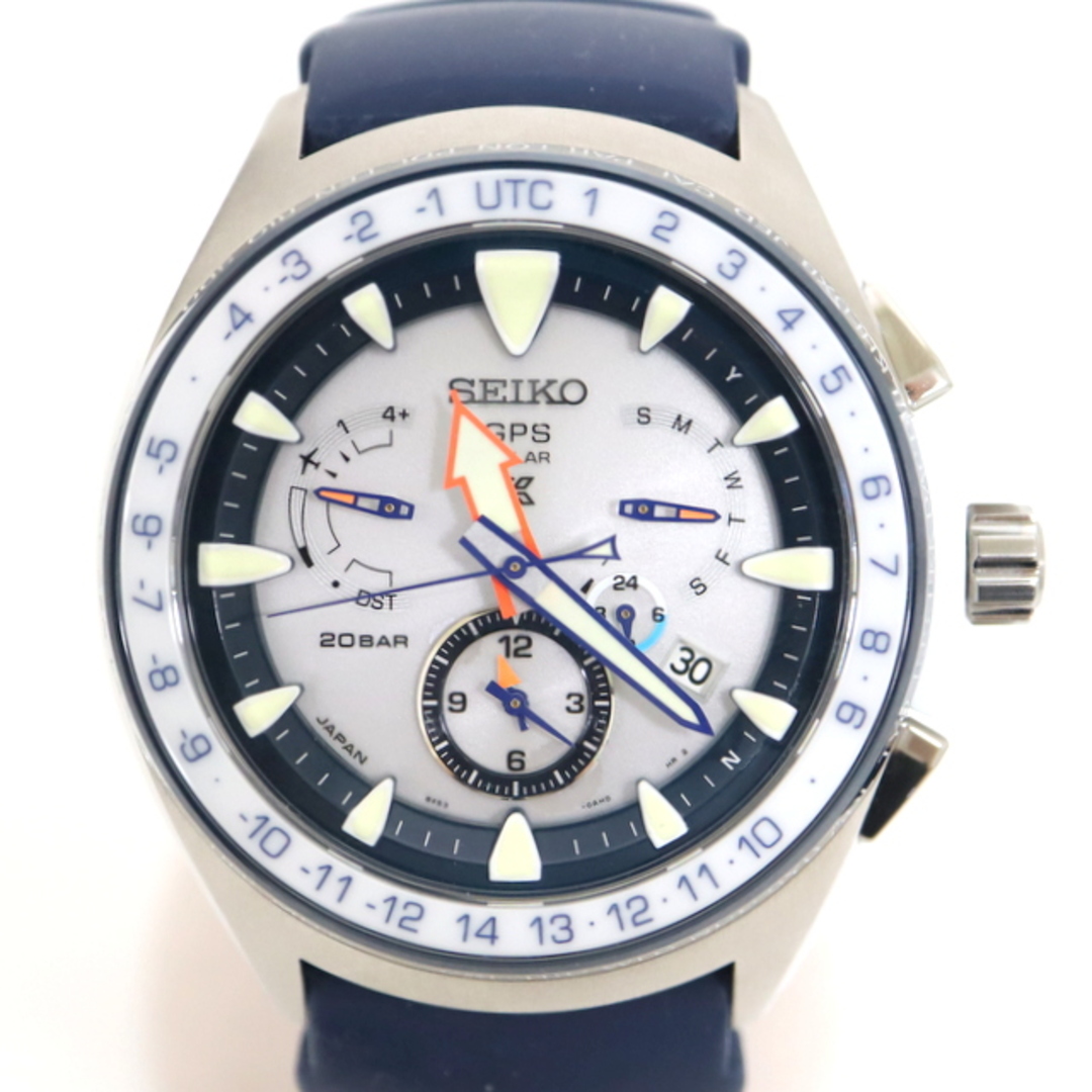 【SEIKO】セイコー マリーンマスター 腕時計 GPSソーラー チタン×ラバーベルト ネイビー×白文字盤 8X53】/kw0492