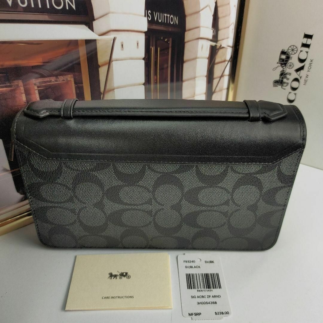 セールCOACH/コーチ長財布 ダブルジップ F93240 ブラウンメンズ