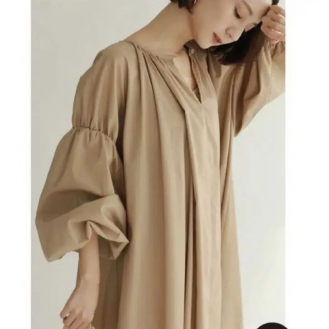 louren balloon sleeve gather dress