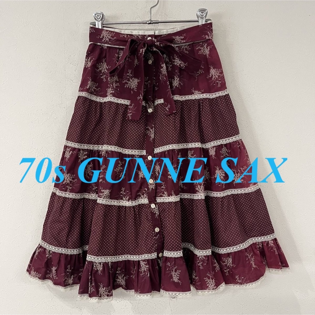 GUNNIES　ガニーサックス スカート 花柄　フリル　レッド　水玉　チェック