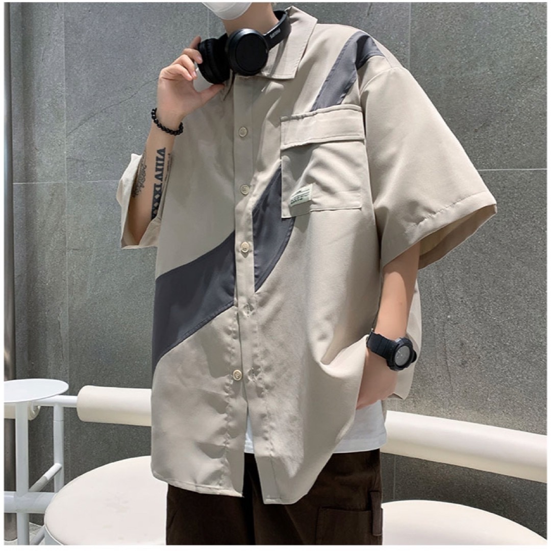 【SALE★】韓国風 カジュアル デザイン 半袖シャツ  ユニセックス メンズのトップス(シャツ)の商品写真