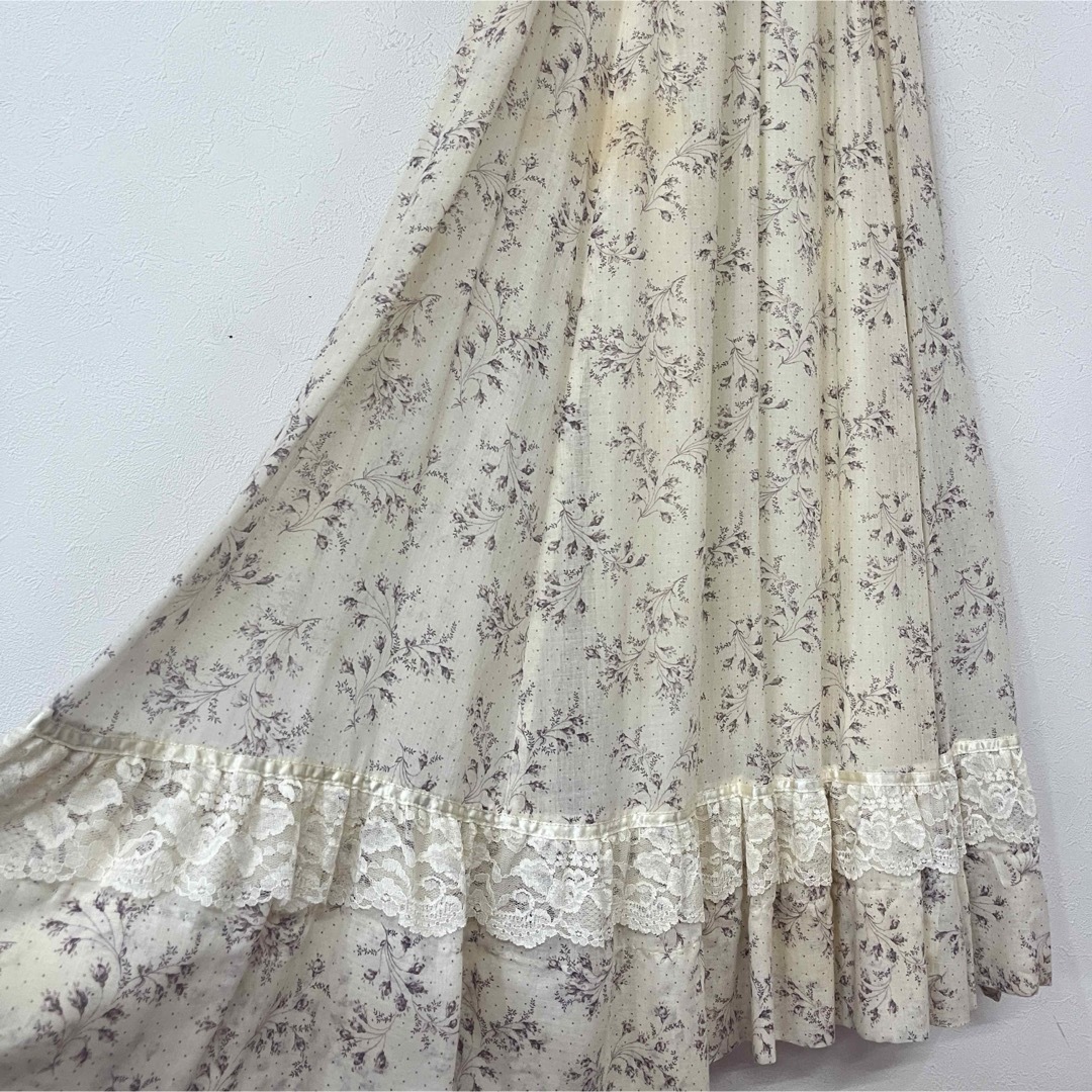 ビンテージ 70s USA製 ガニーサックス レース 花柄 キャミワンピース ビンテージ 70s USA製 ガニーサックス レース 花柄 キャミワンピース
