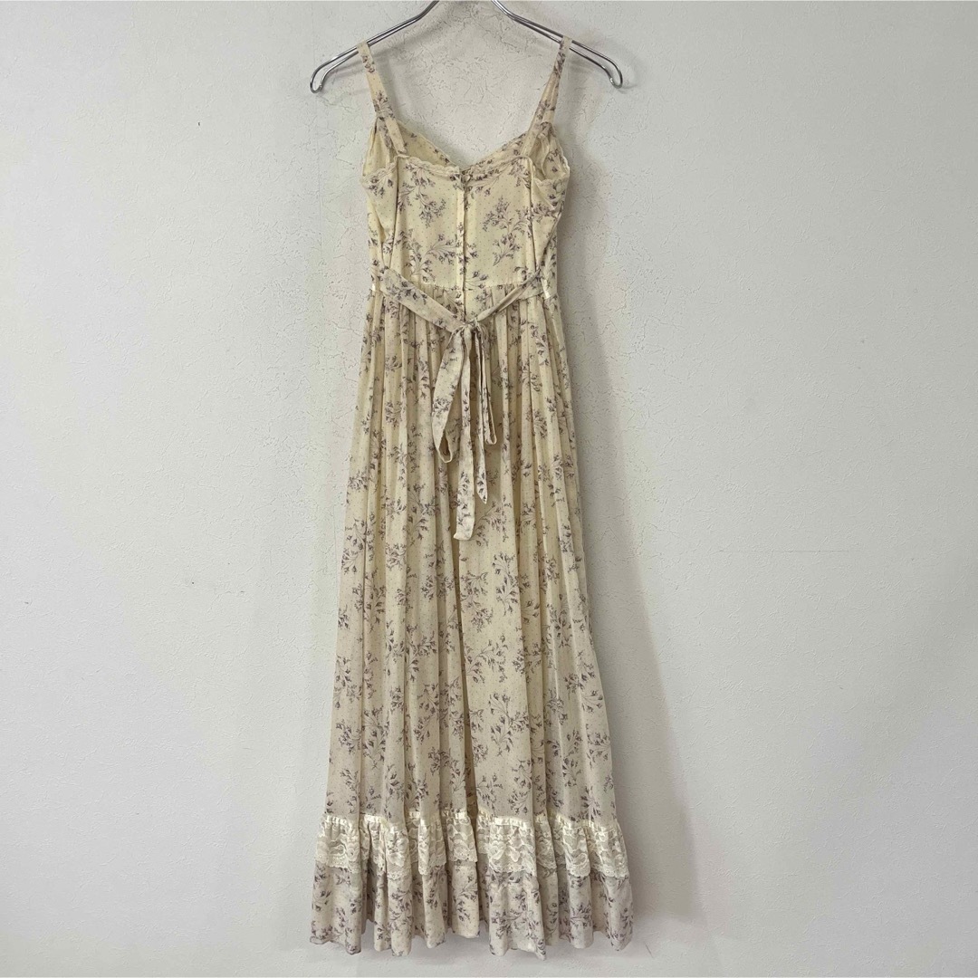 GUNNE SAX(ガニーサックス)のビンテージ　70s　USA製　ガニーサックス　レース　花柄　キャミワンピース レディースのワンピース(ロングワンピース/マキシワンピース)の商品写真