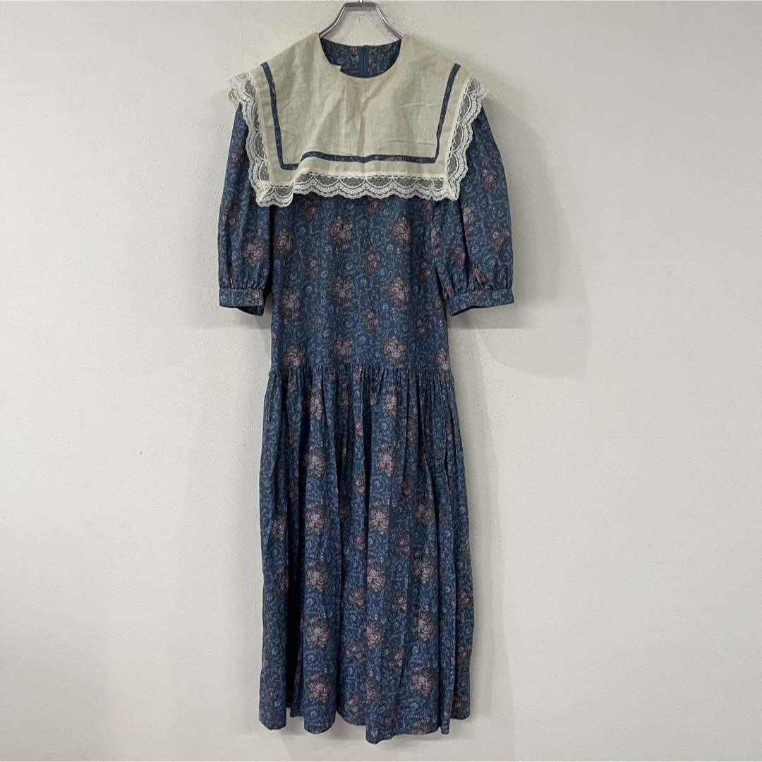 GUNNE SAX - ビンテージ 80s ガニーサックス レース 花柄 セーラー襟