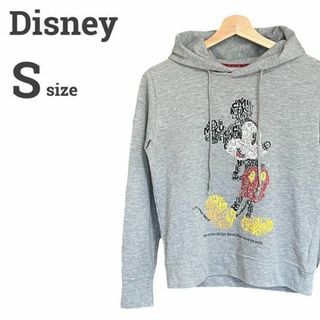 ディズニー(Disney)のディズニー レディース【S】パーカー♡コットン混 ミッキー♡カジュアル グレー(パーカー)