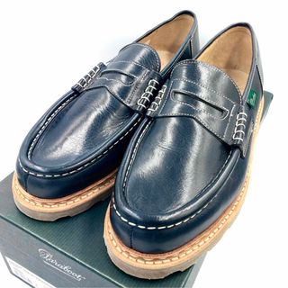 美品 パラブーツ PARABOOT BLUE WORK ローファー モカシン コインローファー REIMS ランス カーフレザー 39112 シューズ メンズ 8F(26.5cm相当) ネイビー