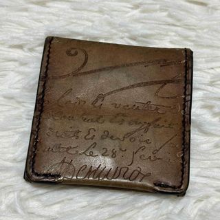 BERLUTI コインケース カリグラフィ レザー ブラウン コンパクト ロゴ