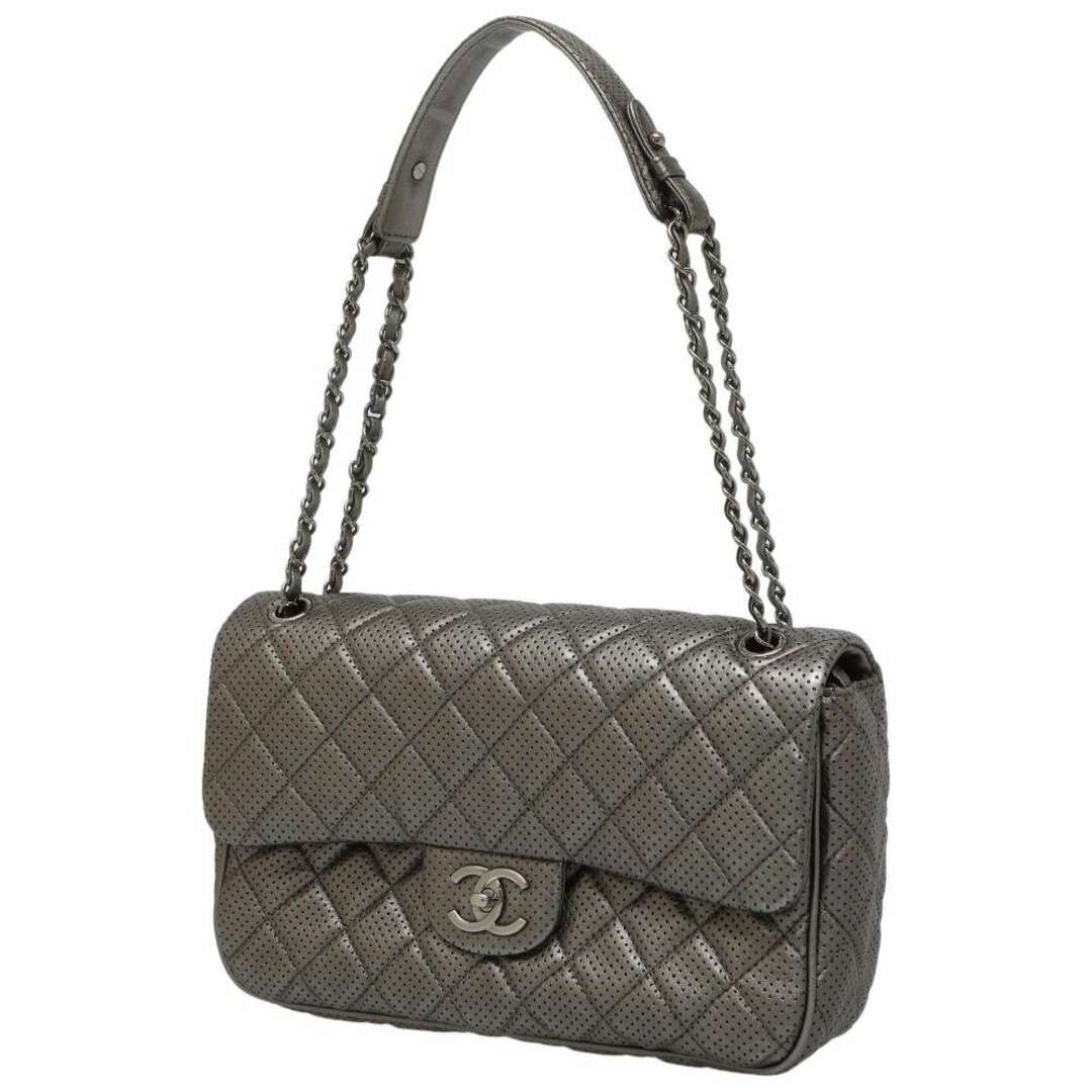 ショルダー高さ25cm【美品】CHANEL シャネル　ココマーク パンチングレザー チェーンバッグ 黒