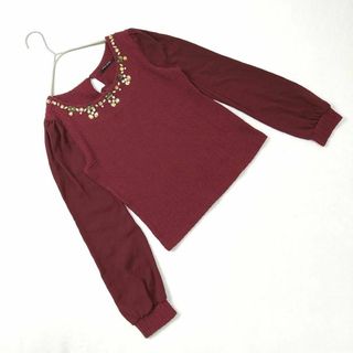 ワンウェイ(one*way)のワンウェイ レディース【F】ケーブル編カットソー♡コットン混 シアー袖♡赤系(カットソー(長袖/七分))