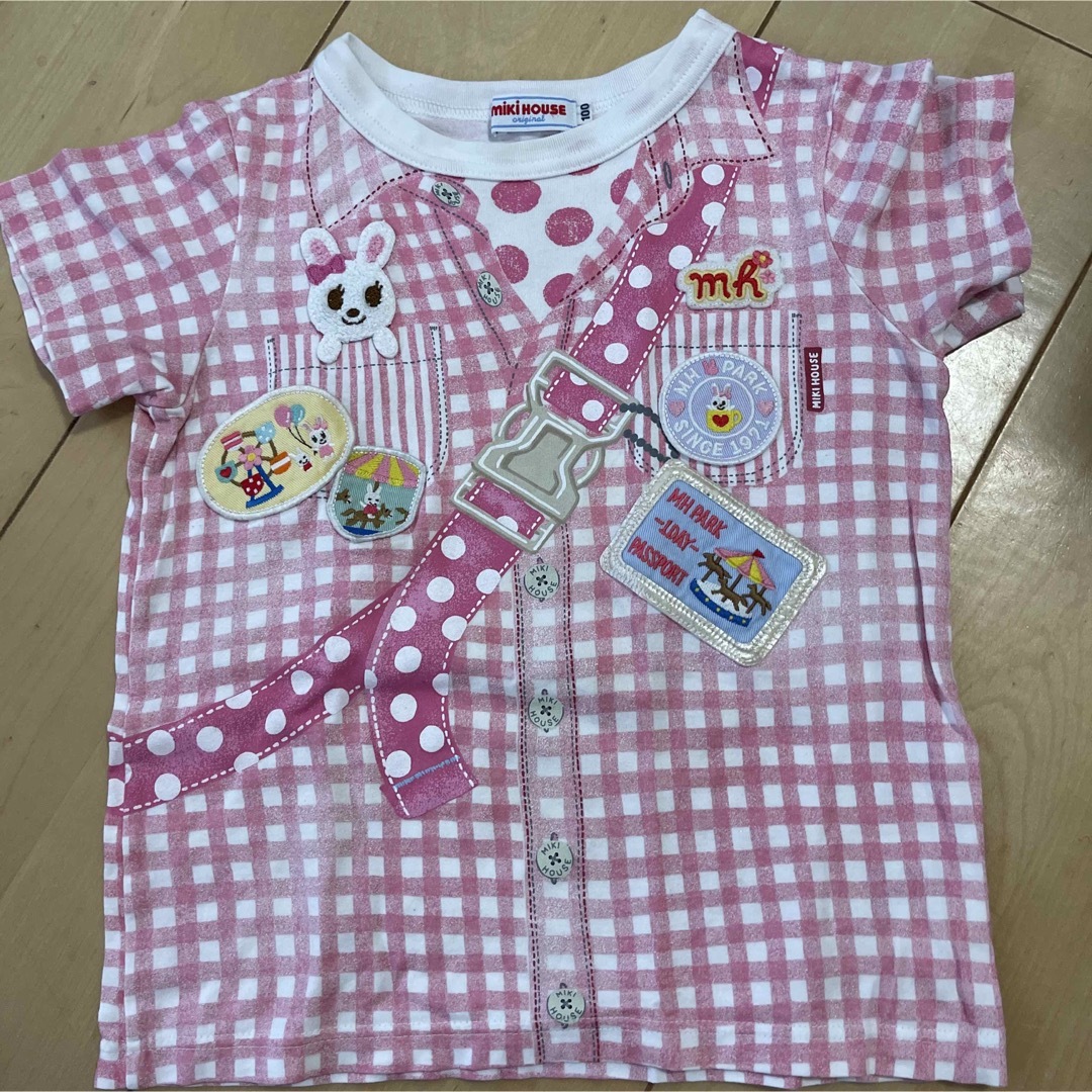 新品 ミキハウス 90サイズ うさこ だまし絵半袖Ｔシャツ