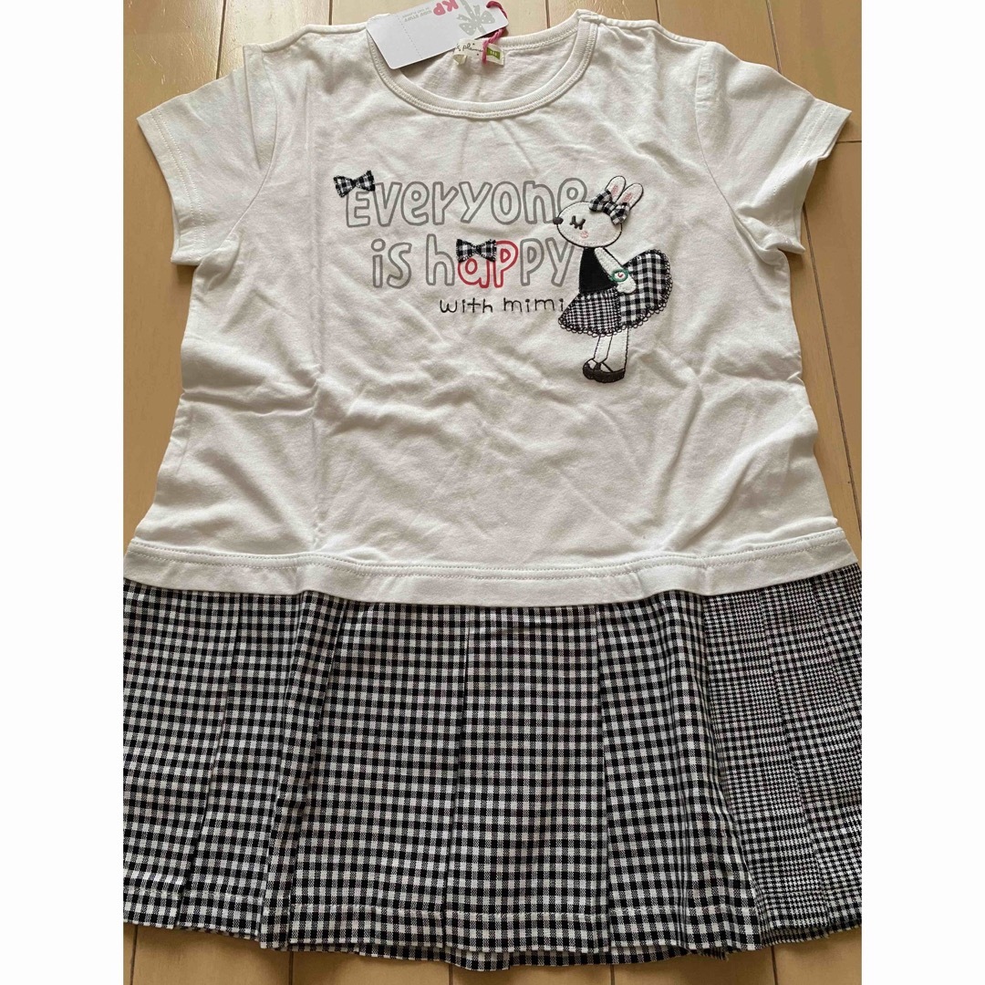 プロフィール一読お願い致しますKP ニットプランナー　新品130  ハートフリルTシャツ　mimiスカート