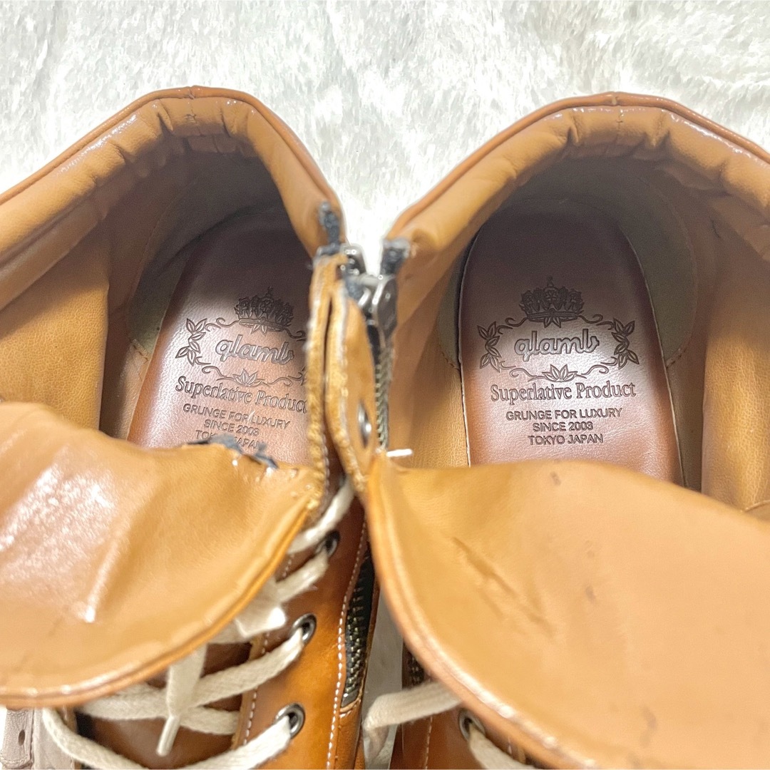 Glamb グラム サイドジップ レザー ミッドカット スニーカー