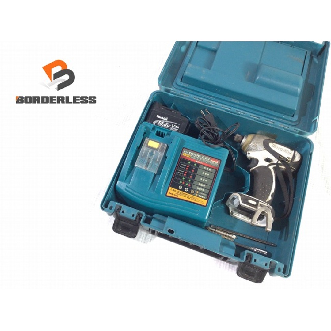 ☆品☆ makita マキタ 14.4V 充電式インパクトドライバ TD130D 白/ホワイト バッテリ1個(14.4V 3.0Ah) 充電器 ケース付 73745