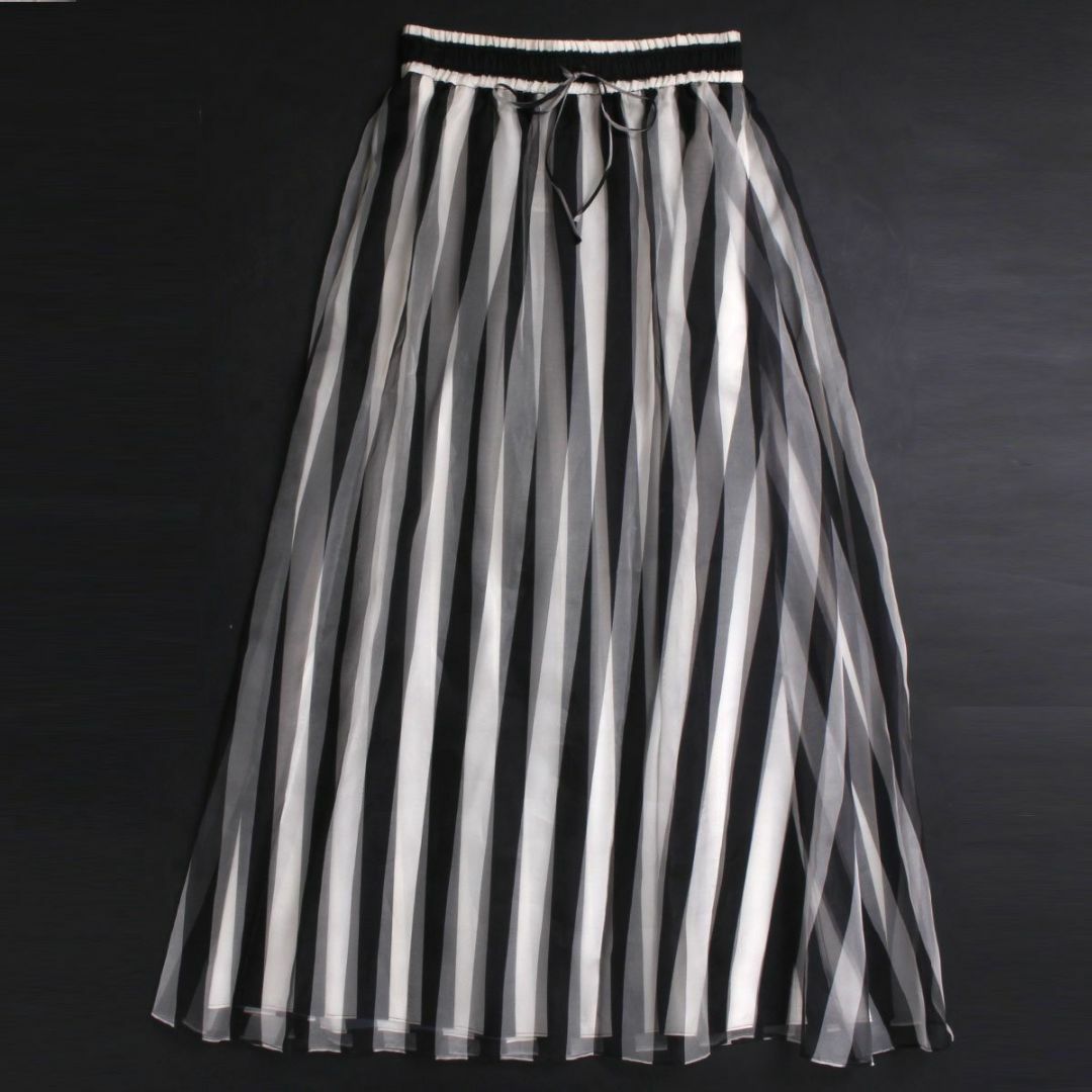 素材シルク100％新品 alice+olivia DIXIE MAXI STRIPED SKIRT