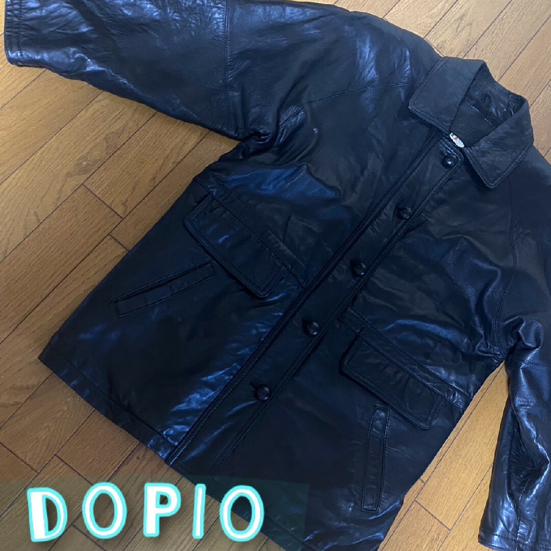 DOPIO ☆羊革 レザー ハーフコート9号 黒 レデイース コート