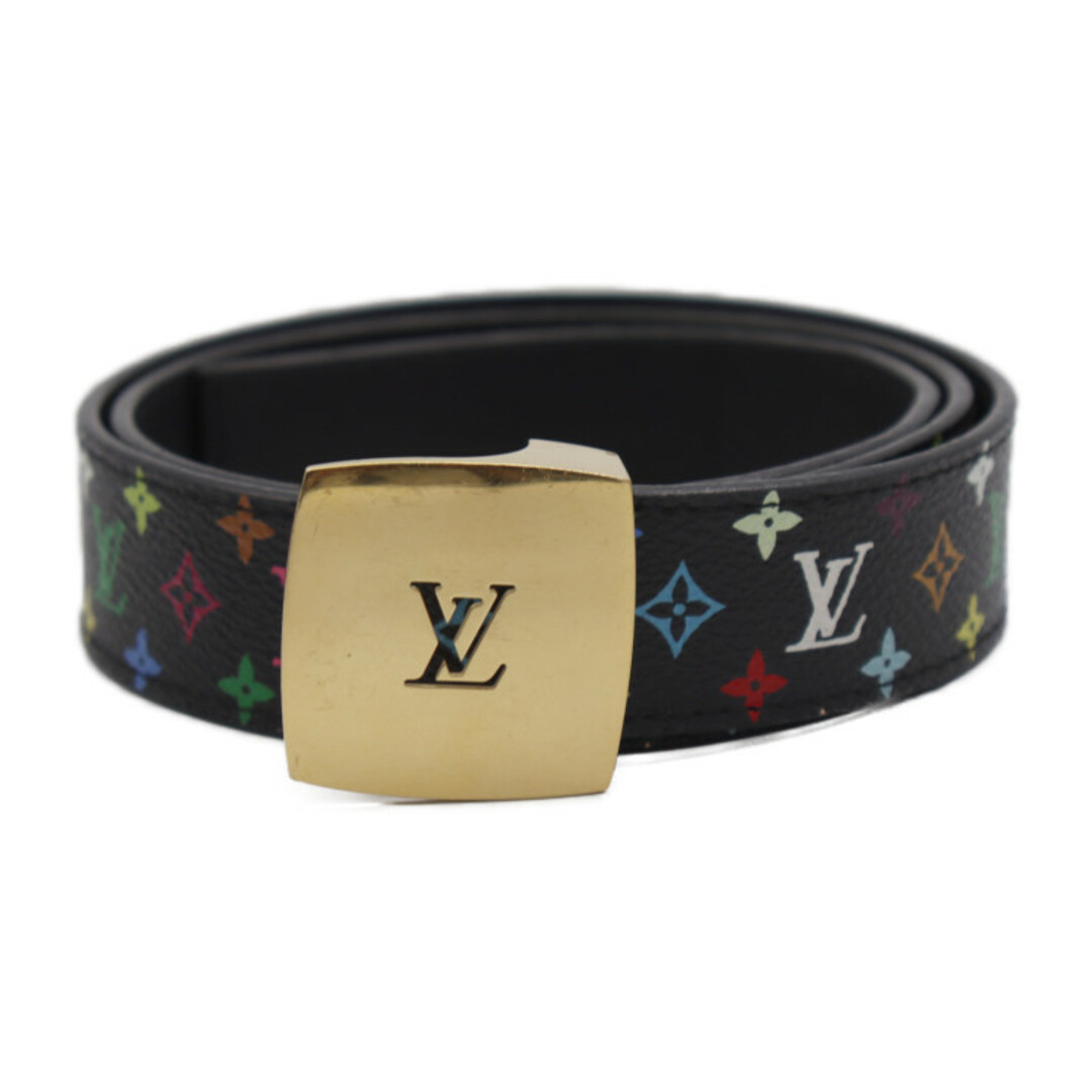 LOUIS VUITTON(ルイヴィトン)のLOUIS VUITTON ルイ ヴィトン モノグラムマルチカラー サンチュール LVカット ベルト M6890 PVC レザー  ノワール ブラック ゴールド金具  ビトン 80/32【本物保証】 レディースのファッション小物(ベルト)の商品写真