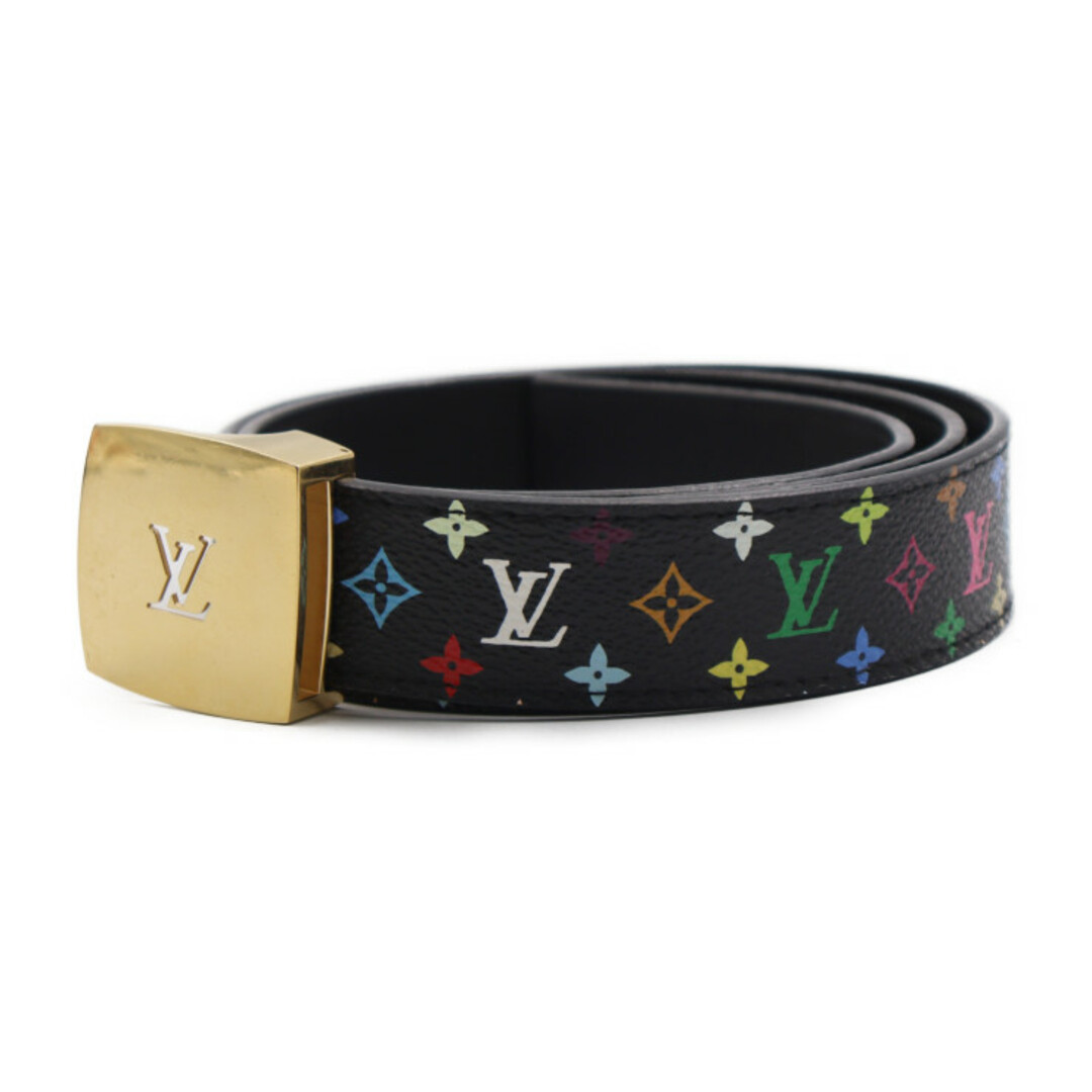 LOUIS VUITTON(ルイヴィトン)のLOUIS VUITTON ルイ ヴィトン モノグラムマルチカラー サンチュール LVカット ベルト M6890 PVC レザー  ノワール ブラック ゴールド金具  ビトン 80/32【本物保証】 レディースのファッション小物(ベルト)の商品写真