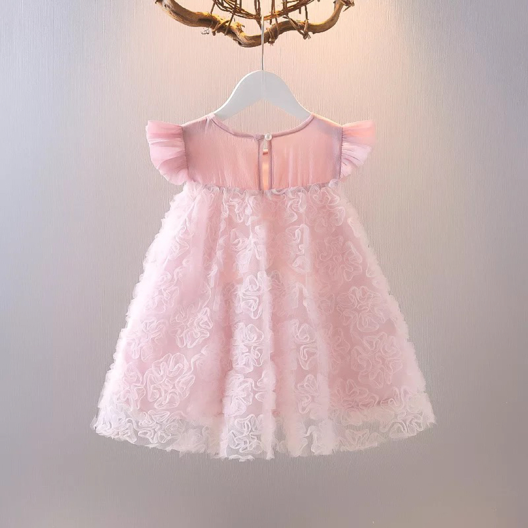 ⭐️ SALE【新商品】 90 花模様 ピンク レース ワンピース  プリンセス キッズ/ベビー/マタニティのキッズ服女の子用(90cm~)(ワンピース)の商品写真