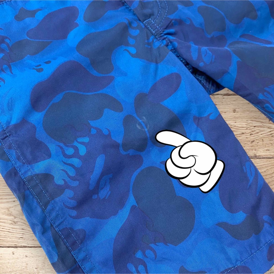 A BATHING APE(アベイシングエイプ)のAPE BAPE KIDS ベイプキッズ　カモフラ　迷彩　ブルー　ハーフパンツ キッズ/ベビー/マタニティのキッズ服男の子用(90cm~)(パンツ/スパッツ)の商品写真