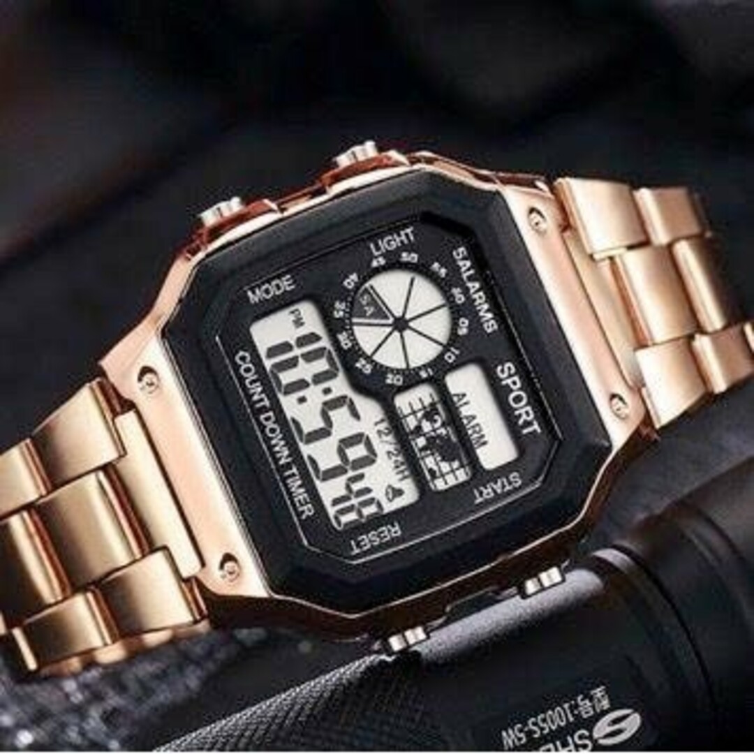 T280 スクエア メンズ 腕時計 LED デジタルカレンダー 防水  PG レディースのファッション小物(腕時計)の商品写真