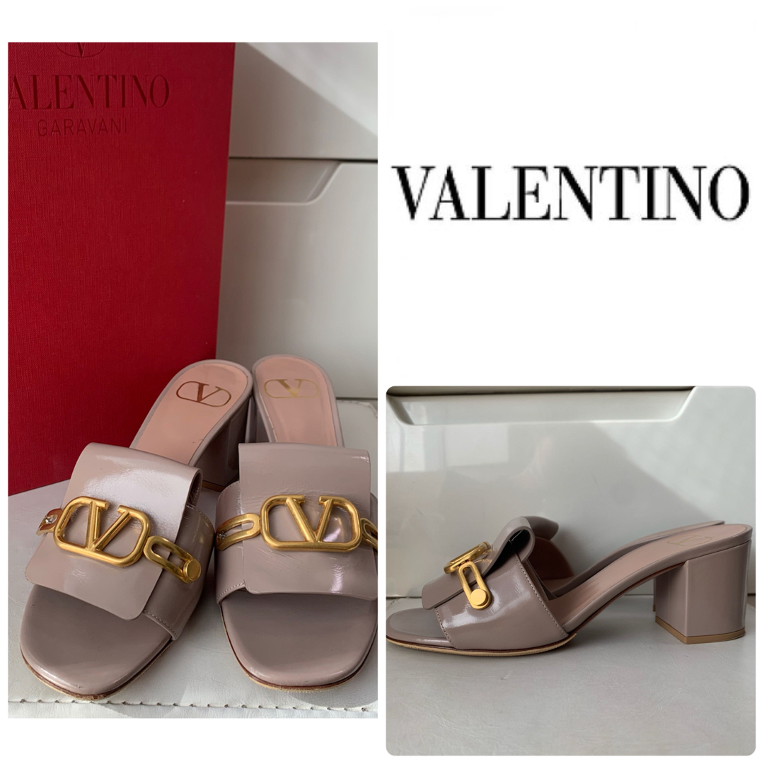 VALENTINO ベージュレザー　vlogo サンダル