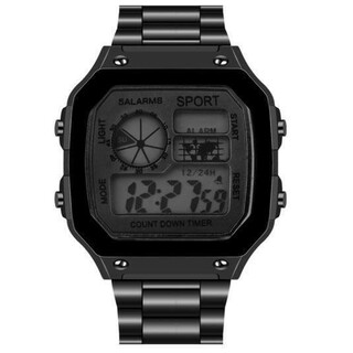 T281 スクエア 腕時計 LED デジタル カレンダー 防水 アラーム 黒(腕時計(デジタル))