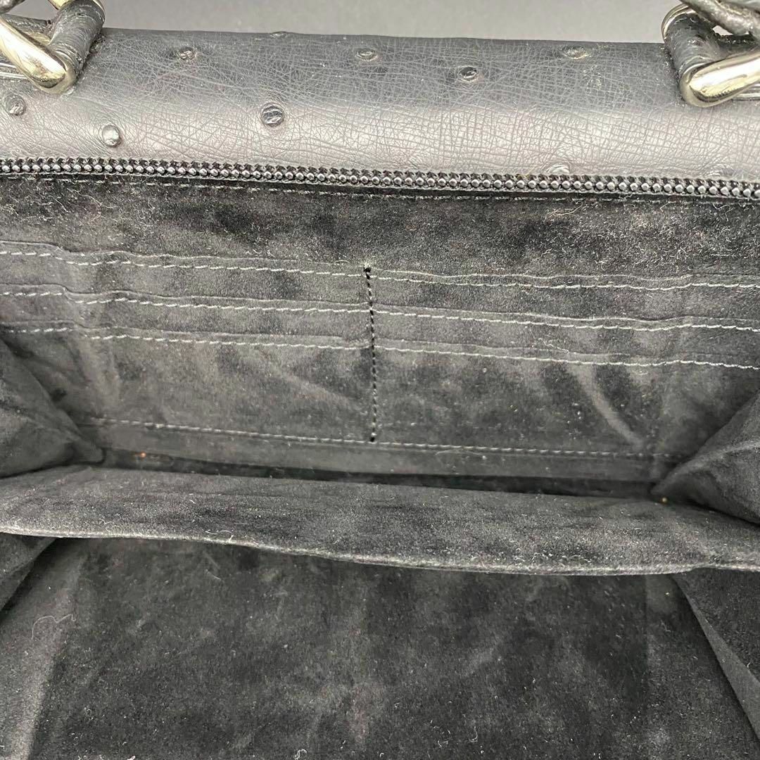 【美品】2way オーストリッチ がま口 スクエア ハンドバッグ 財布 小銭入れ 4