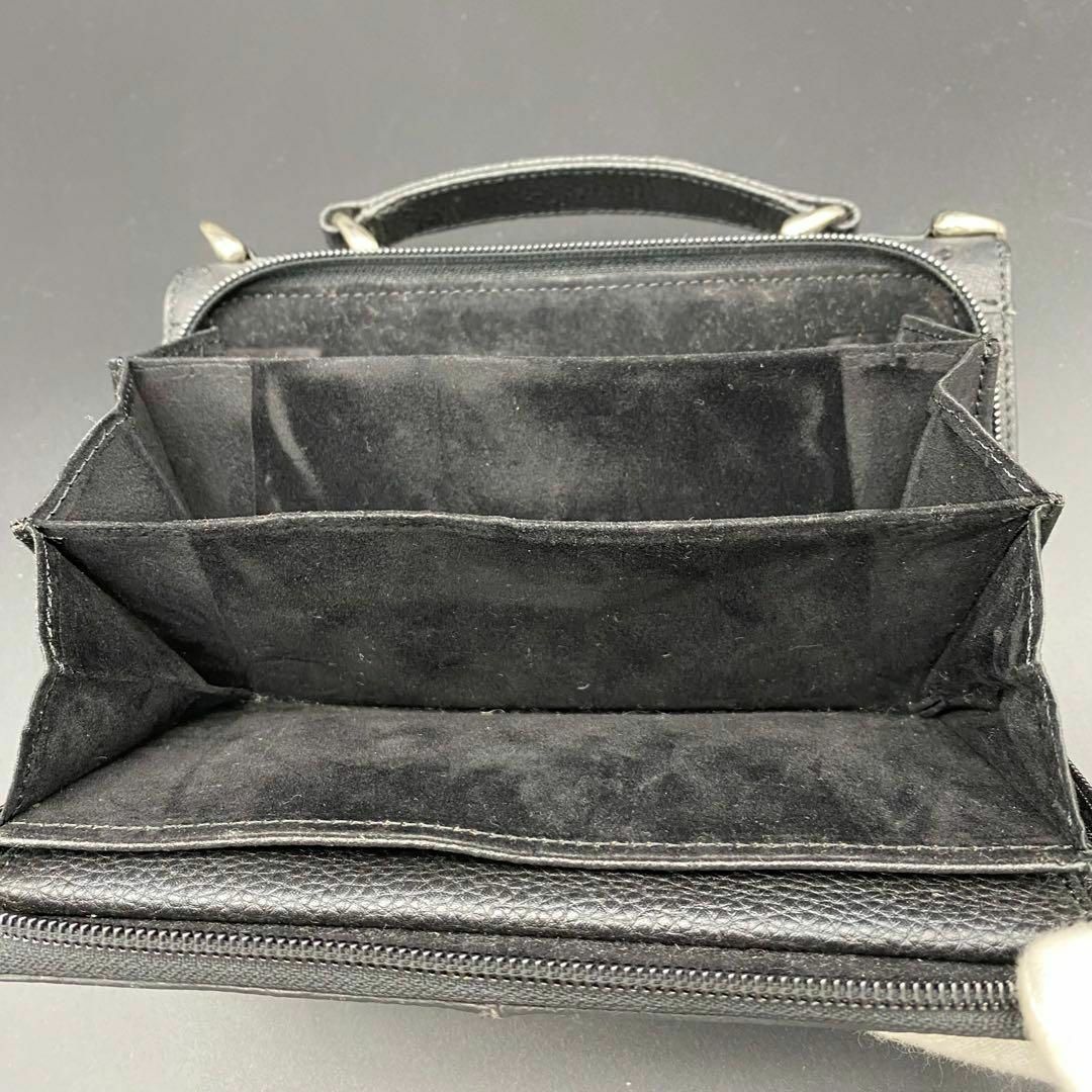 【美品】2way オーストリッチ がま口 スクエア ハンドバッグ 財布 小銭入れ 6