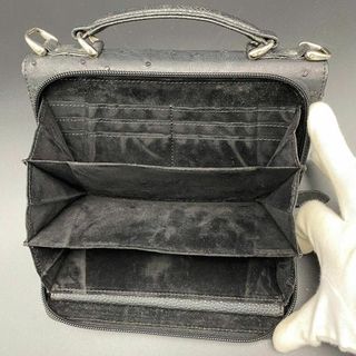 【美品】2way オーストリッチ がま口 スクエア ハンドバッグ 財布 小銭入れ