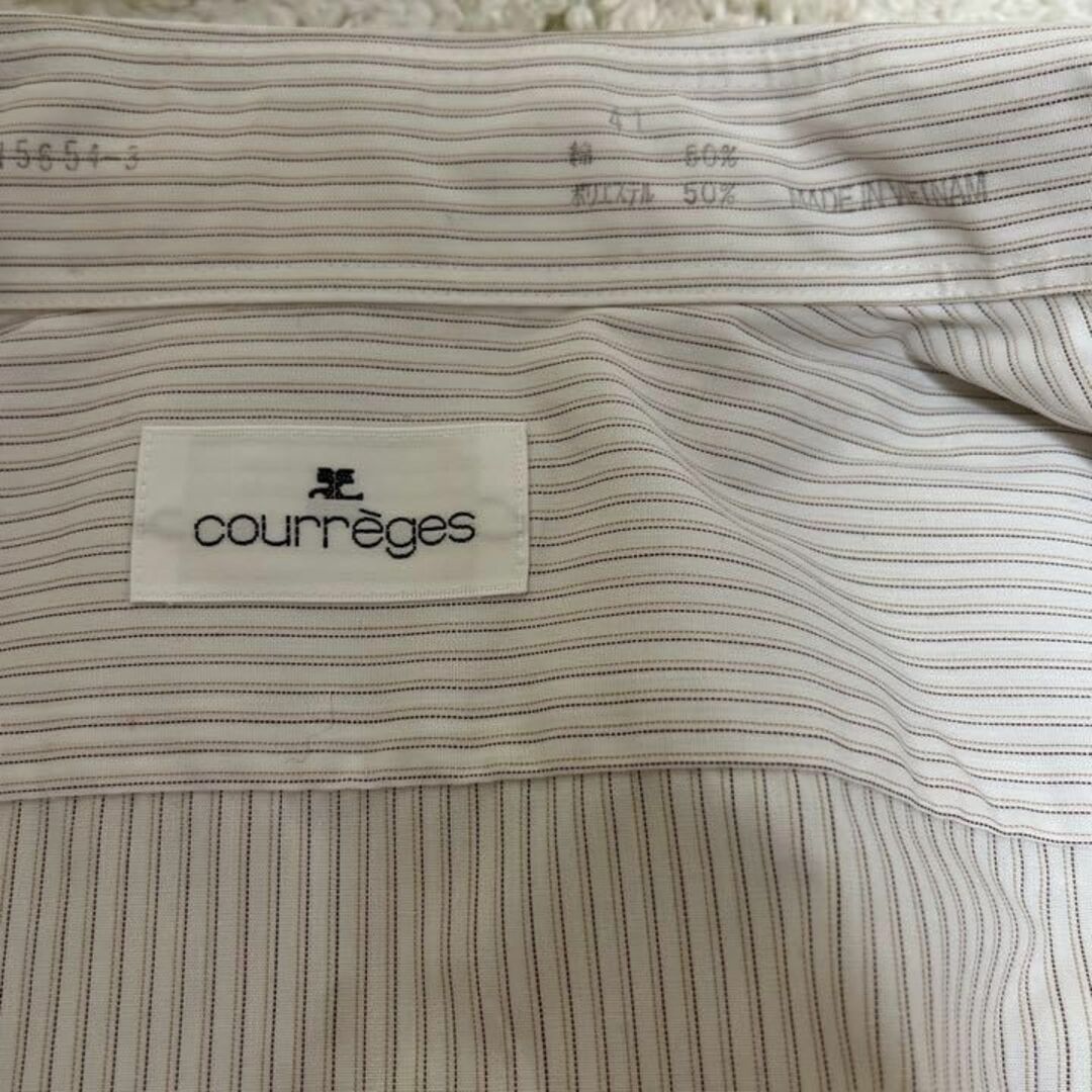 Courreges(クレージュ)のクレージュ メンズ Yシャツ 半袖 ストライプ ホワイト ベージュ系 メンズのトップス(シャツ)の商品写真