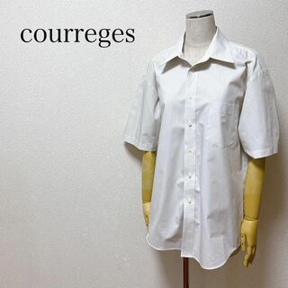 クレージュ(Courreges)のクレージュ メンズ Yシャツ 半袖 ストライプ ホワイト ベージュ系(シャツ)