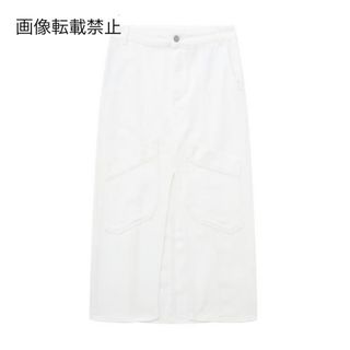 🫧7月新作🐠11671◇white ホワイト デニム スリット タイトスカート(ひざ丈スカート)
