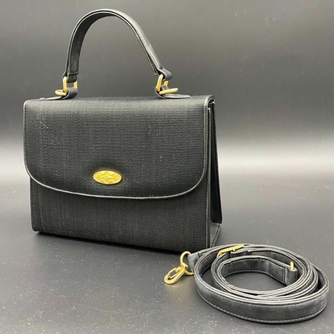 美品】2way ホースヘアー ショルダー ハンドバッグ 本革 ブラック 黒の