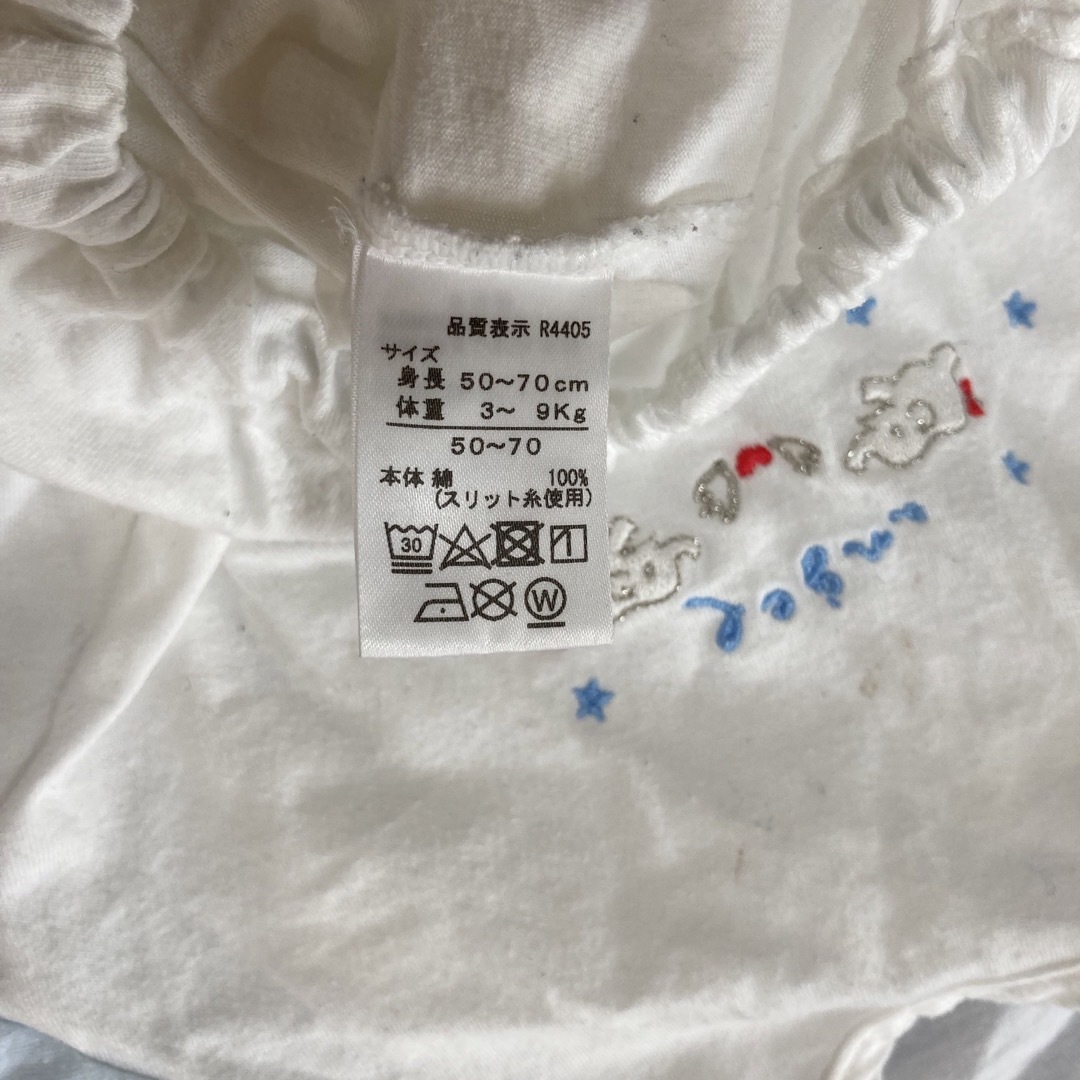 Nihon Angel(ニホンエンゼル)のエンゼル　ツーウェイオール　白　水色　70 キッズ/ベビー/マタニティのベビー服(~85cm)(カバーオール)の商品写真