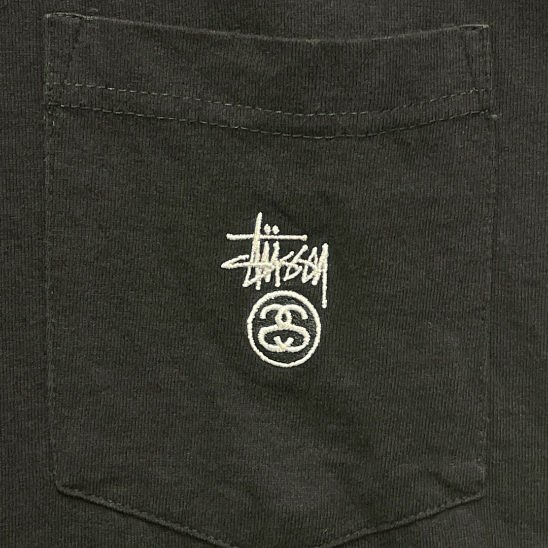STUSSY ステューシー 刺繡ロゴ ポケット Tシャツ USA製 オールド 半袖Tシャツ コットン 黒 サイズ S 正規品 / B4010
