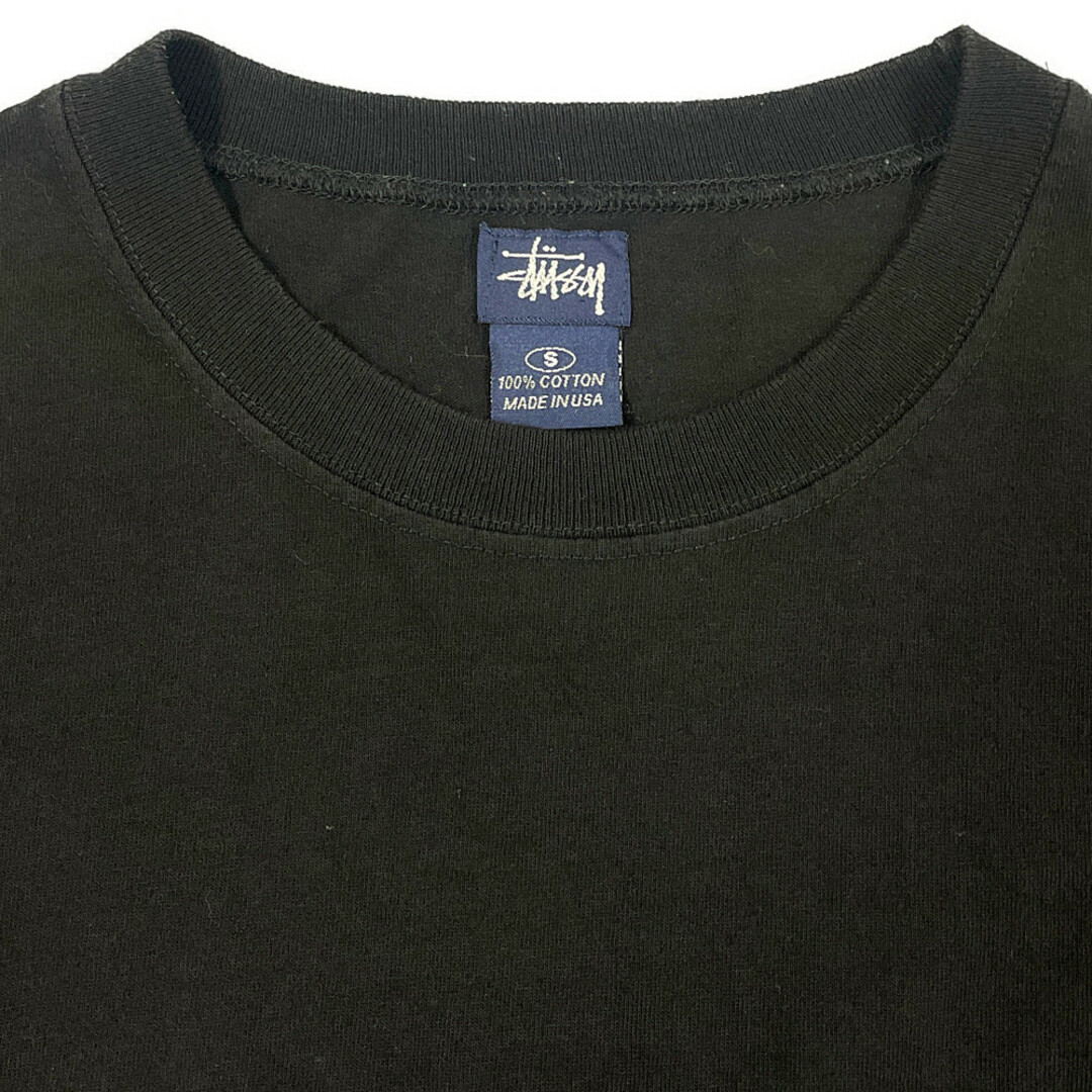 STUSSY ステューシー 刺繡ロゴ ポケット Tシャツ USA製 オールド 半袖Tシャツ コットン 黒 サイズ S 正規品 / B4010