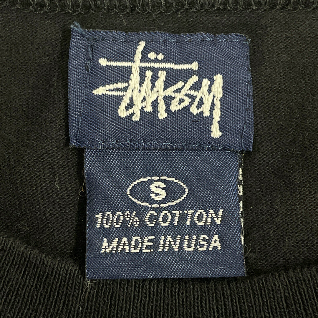 STUSSY ステューシー 刺繡ロゴ ポケット Tシャツ USA製 オールド 半袖Tシャツ コットン 黒 サイズ S 正規品 / B4010