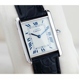 カルティエ(Cartier)の美品 カルティエ マスト タンク シルバー ブルーローマン LM Cartier(腕時計(アナログ))