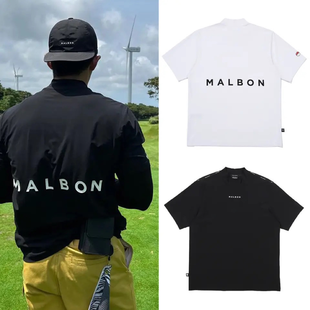 マルボンゴルフ  MALBON GOLF 　ゴルフウエア　モックネック　ホワイト